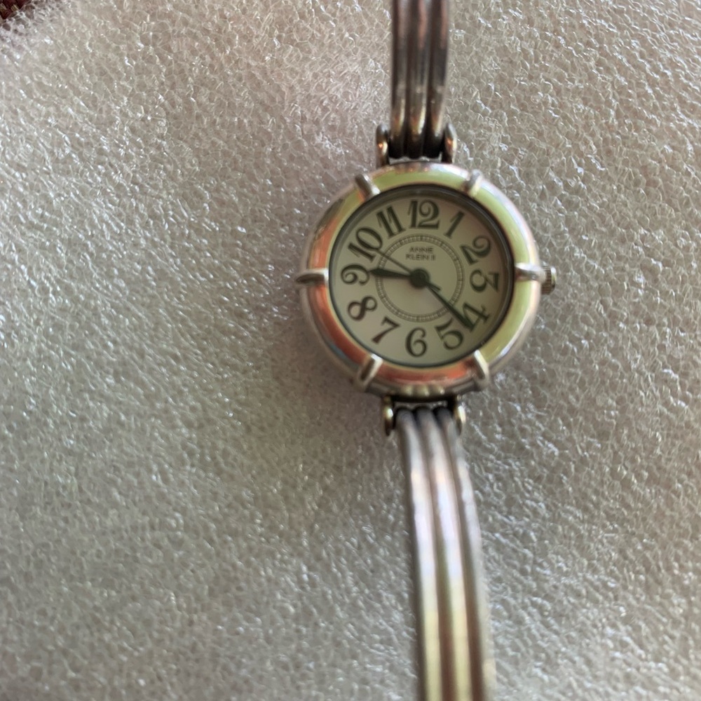 Anne Klein Silver-tone Stainless Steel Round Face Bracelet Watch